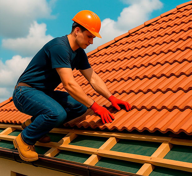 Кровля из цементно-песчаной черепицы в Красном Куте